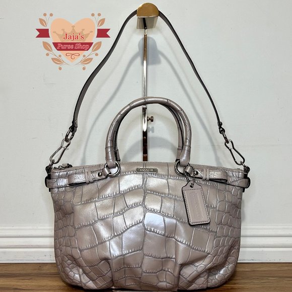 💝Coach Embossed Exotic Leather Satchel & Shoulder Purse💝